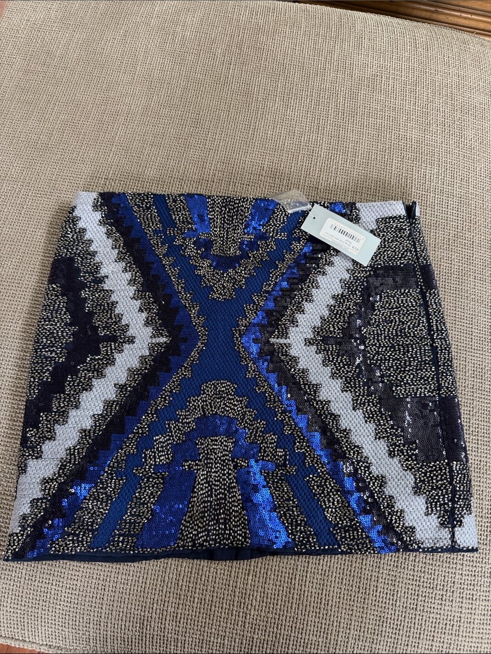 Sequined Geometric Mini Skirt - Blue & Black “Girl Obsessed” NWT sequin skirt L